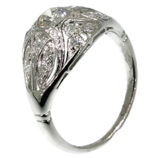 Diamonds covered low domed platinum estate ring early 20th century (image 3 of 16)